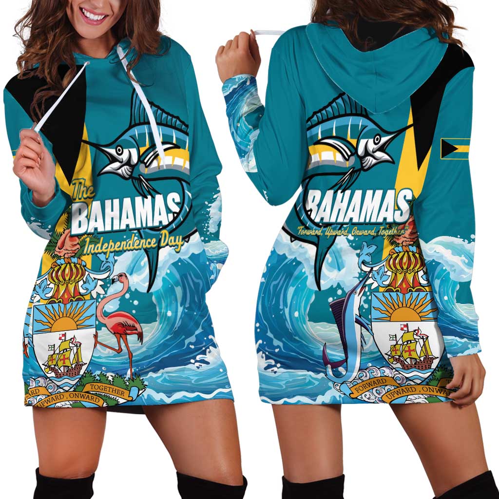 The Bahamas Independence Day Hoodie Dress Bahamian Blue Marlin National Color