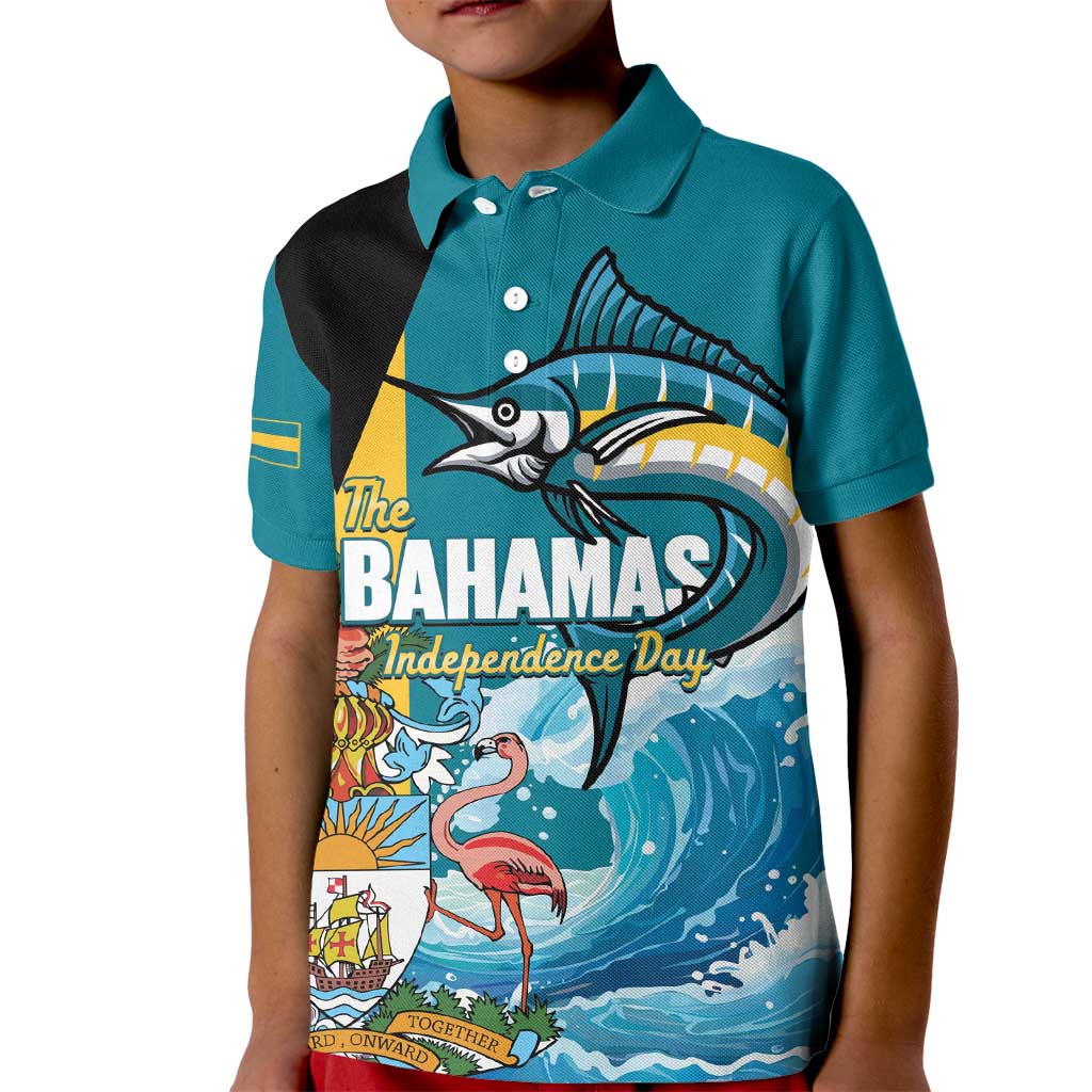 The Bahamas Independence Day Kid Polo Shirt Bahamian Blue Marlin National Color