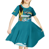 The Bahamas Independence Day Kid Short Sleeve Dress Bahamian Blue Marlin National Color