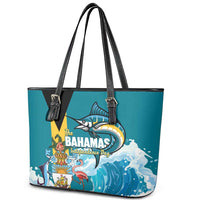 The Bahamas Independence Day Leather Tote Bag Bahamian Blue Marlin National Color