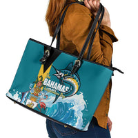 The Bahamas Independence Day Leather Tote Bag Bahamian Blue Marlin National Color