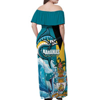 The Bahamas Independence Day Off Shoulder Maxi Dress Bahamian Blue Marlin National Color