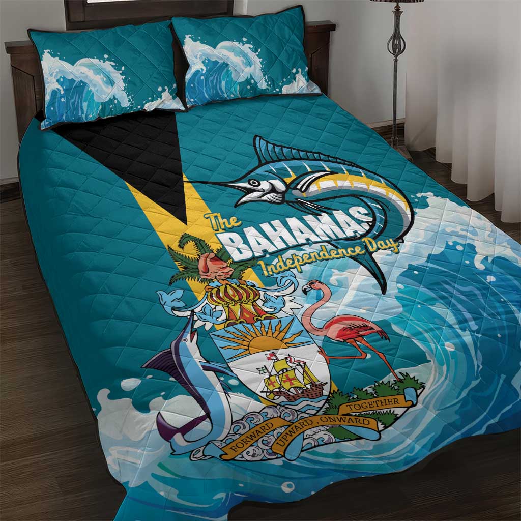 The Bahamas Independence Day Quilt Bed Set Bahamian Blue Marlin National Color