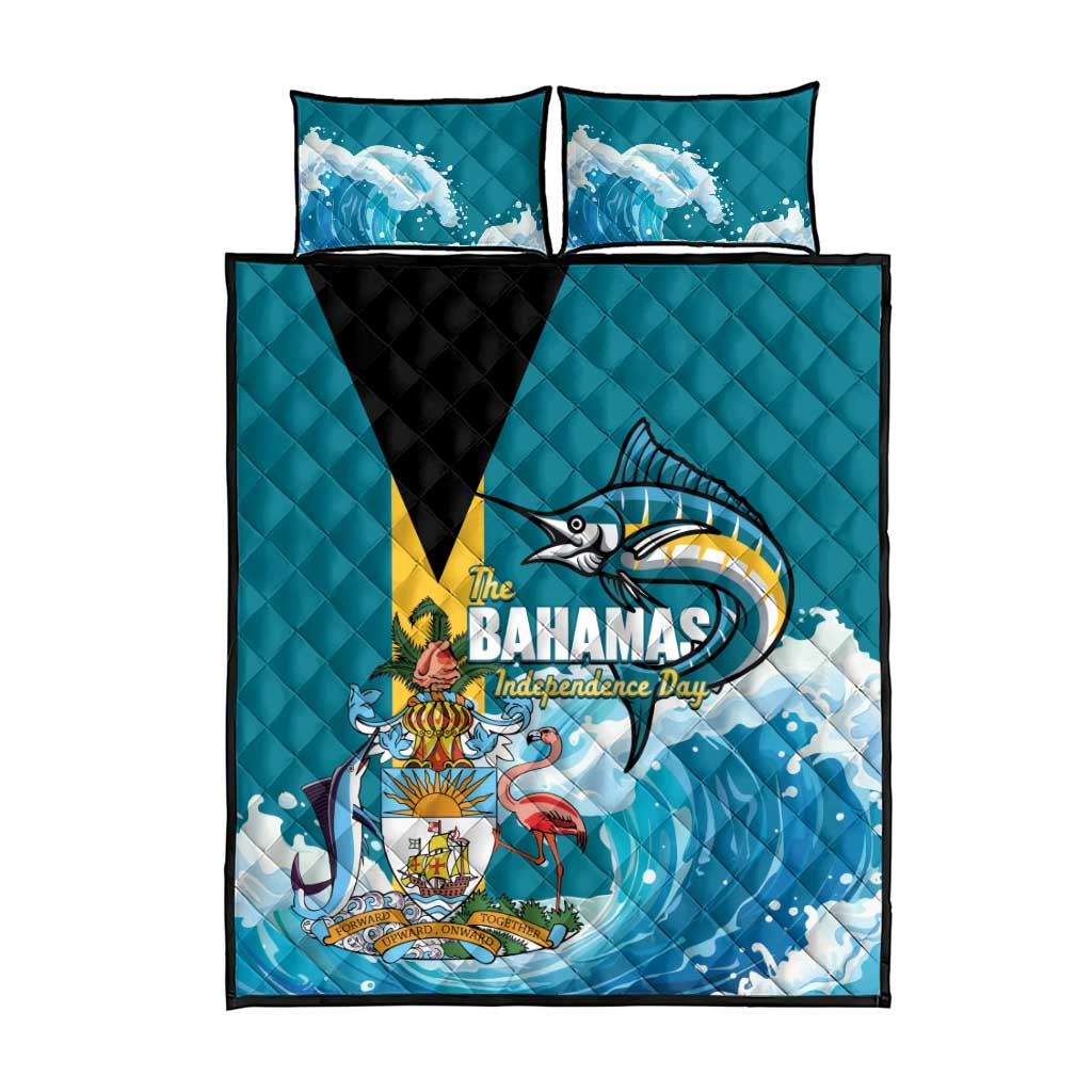 The Bahamas Independence Day Quilt Bed Set Bahamian Blue Marlin National Color