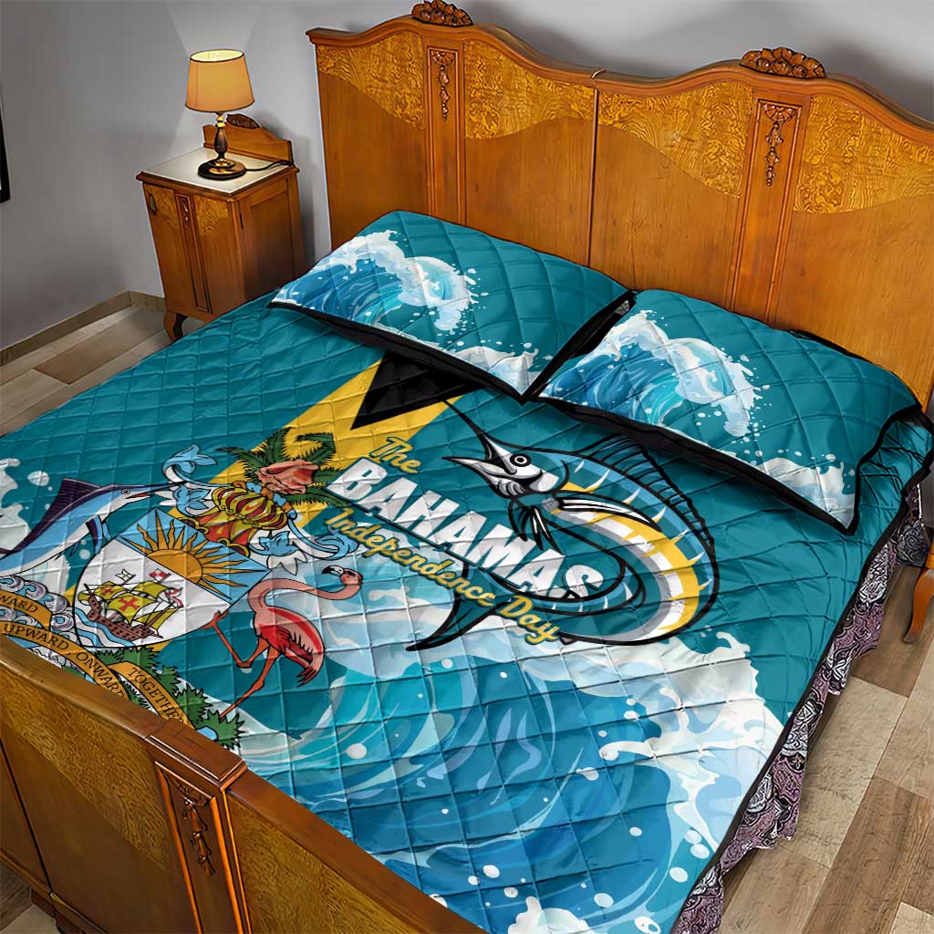 The Bahamas Independence Day Quilt Bed Set Bahamian Blue Marlin National Color