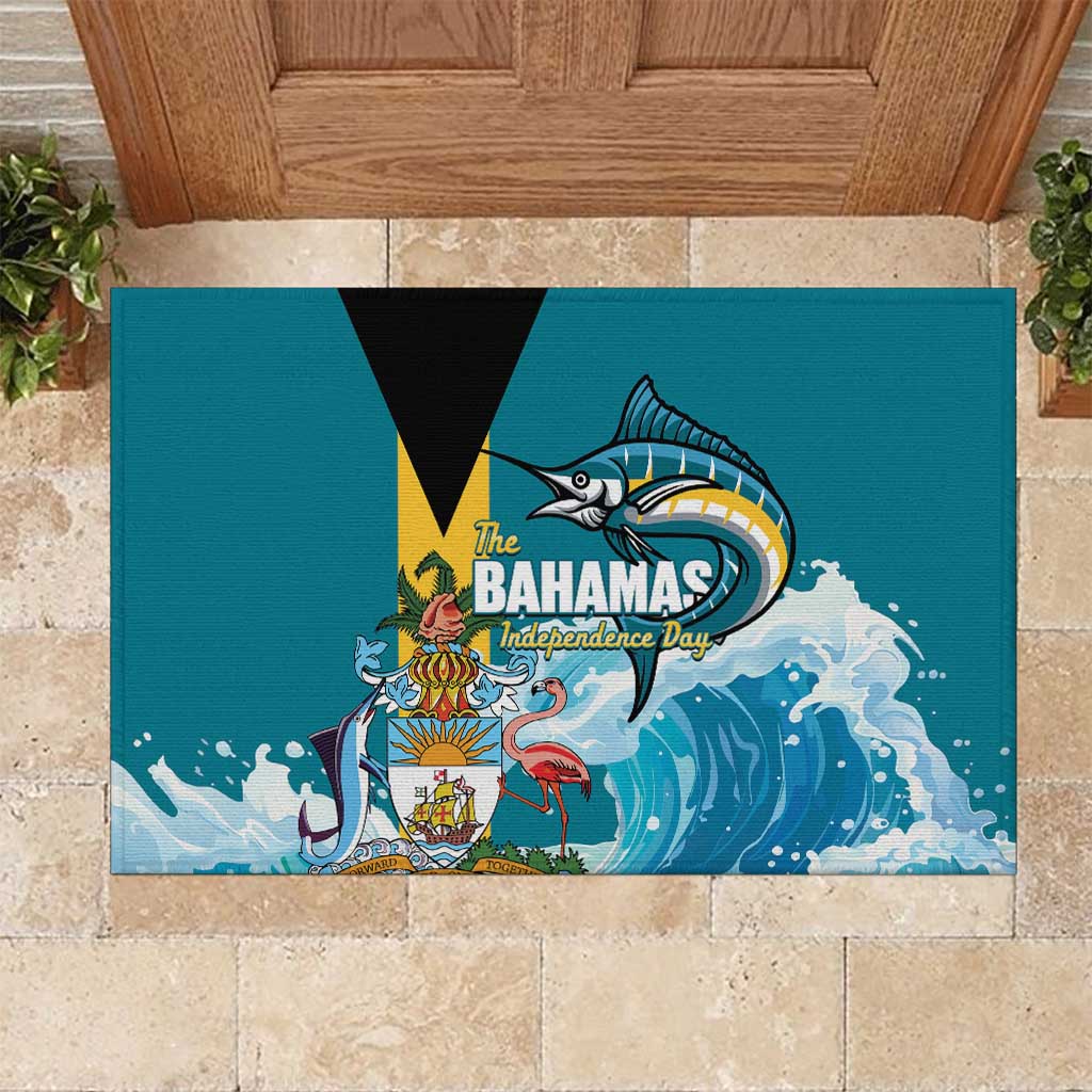 The Bahamas Independence Day Rubber Doormat Bahamian Blue Marlin National Color
