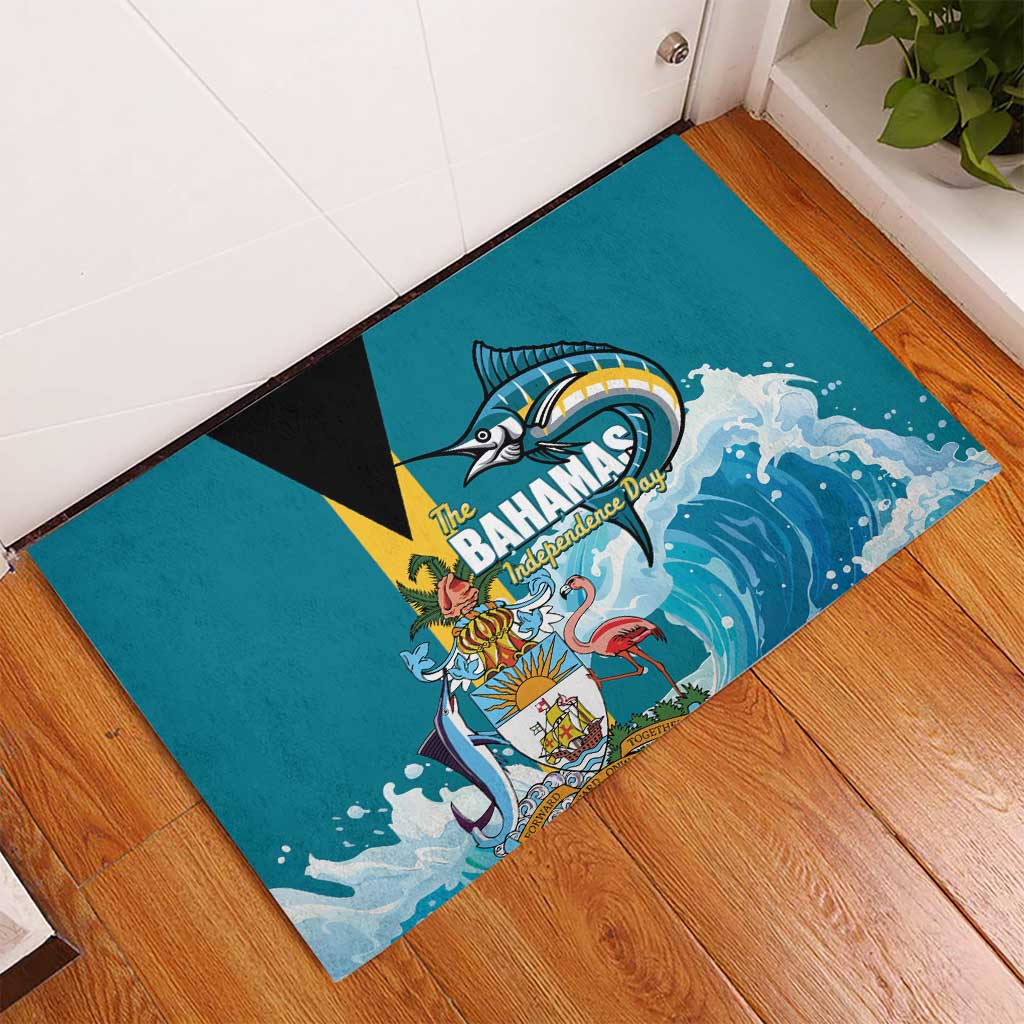 The Bahamas Independence Day Rubber Doormat Bahamian Blue Marlin National Color