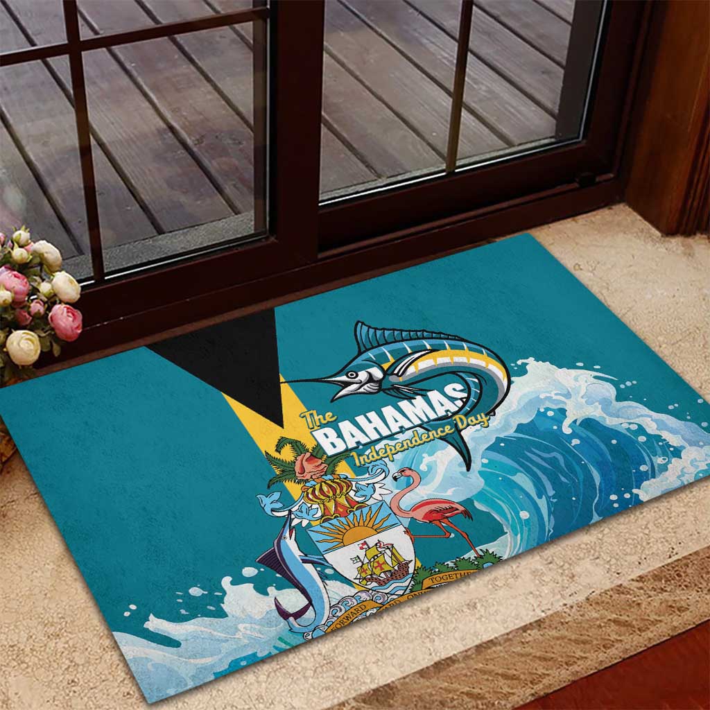 The Bahamas Independence Day Rubber Doormat Bahamian Blue Marlin National Color