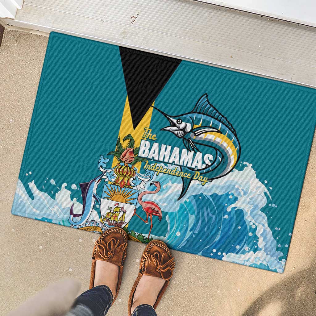 The Bahamas Independence Day Rubber Doormat Bahamian Blue Marlin National Color