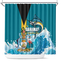 The Bahamas Independence Day Shower Curtain Bahamian Blue Marlin National Color