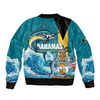 The Bahamas Independence Day Sleeve Zip Bomber Jacket Bahamian Blue Marlin National Color