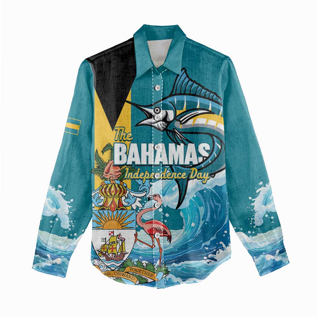 The Bahamas Independence Day Women Casual Shirt Bahamian Blue Marlin National Color