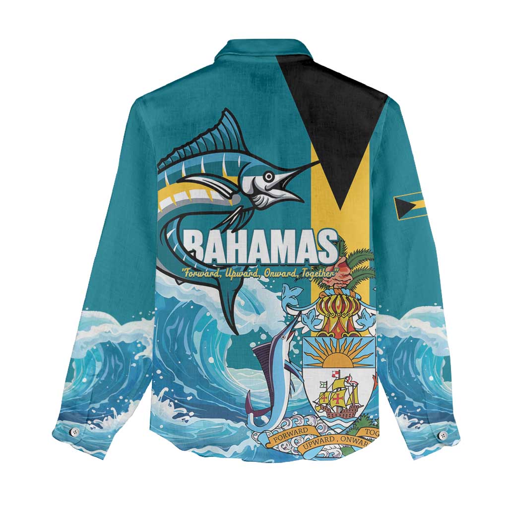 The Bahamas Independence Day Women Casual Shirt Bahamian Blue Marlin National Color