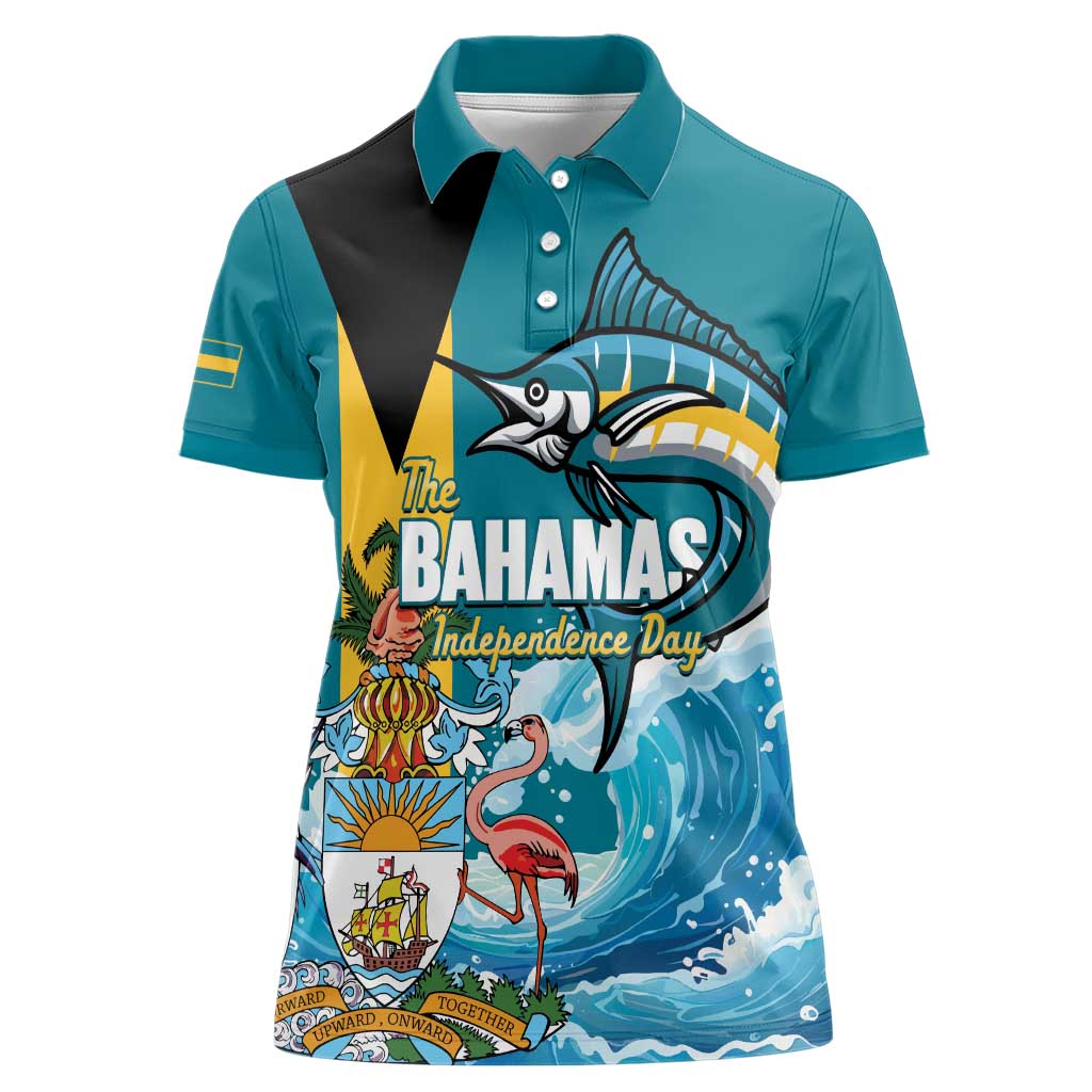 The Bahamas Independence Day Women Polo Shirt Bahamian Blue Marlin National Color