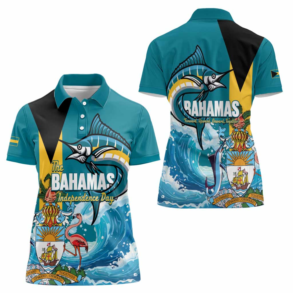The Bahamas Independence Day Women Polo Shirt Bahamian Blue Marlin National Color