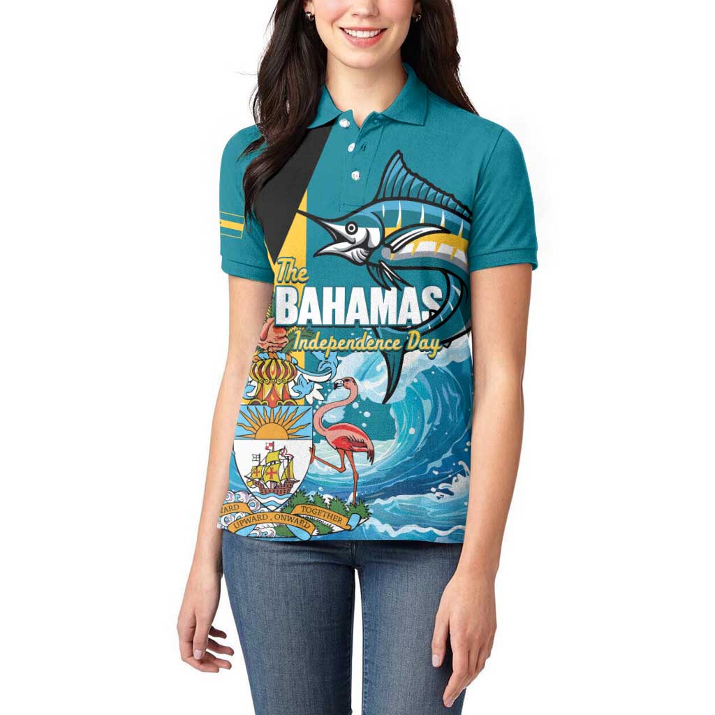The Bahamas Independence Day Women Polo Shirt Bahamian Blue Marlin National Color