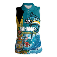 The Bahamas Independence Day Women Sleeveless Polo Shirt Bahamian Blue Marlin National Color