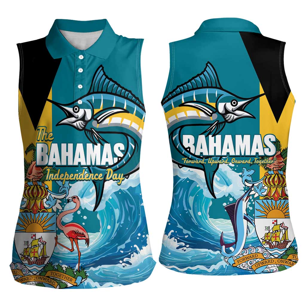 The Bahamas Independence Day Women Sleeveless Polo Shirt Bahamian Blue Marlin National Color