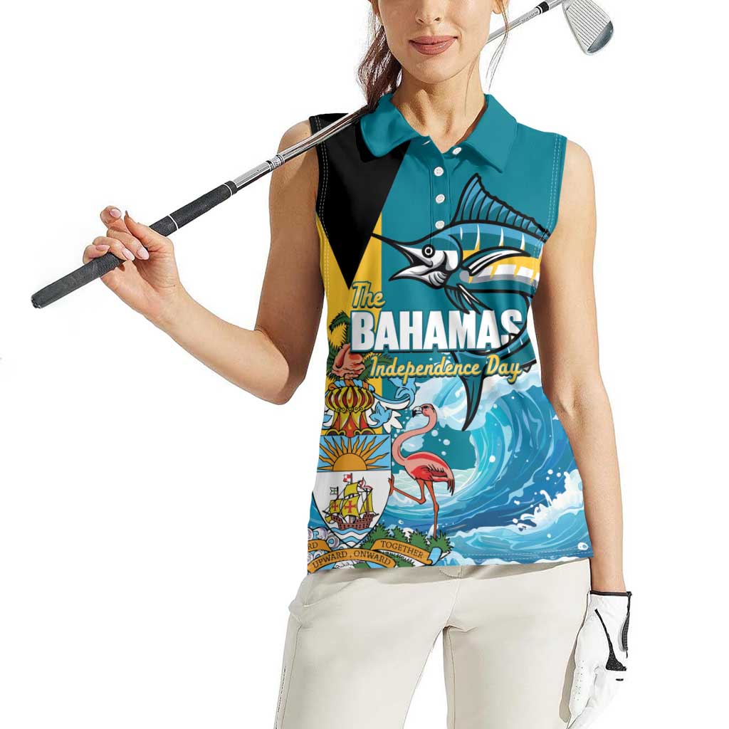 The Bahamas Independence Day Women Sleeveless Polo Shirt Bahamian Blue Marlin National Color