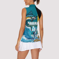 The Bahamas Independence Day Women Sleeveless Polo Shirt Bahamian Blue Marlin National Color
