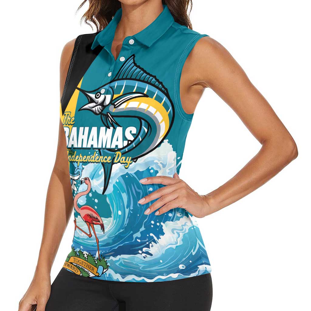 The Bahamas Independence Day Women Sleeveless Polo Shirt Bahamian Blue Marlin National Color
