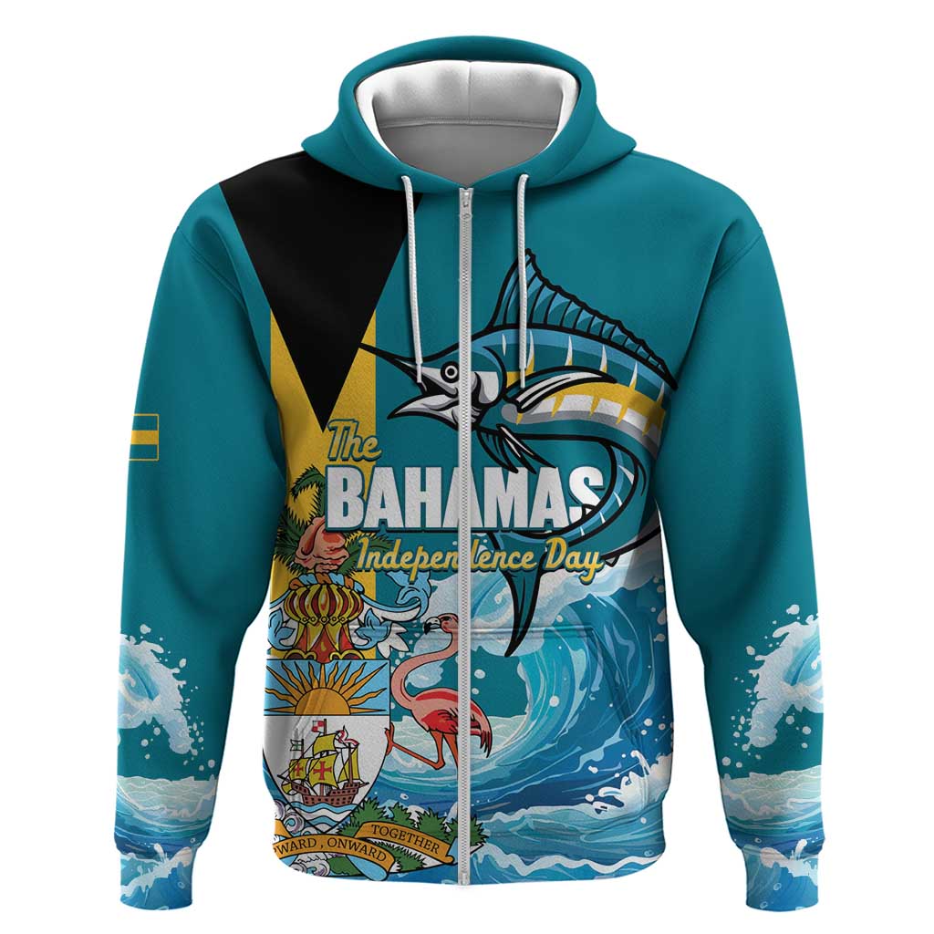 The Bahamas Independence Day Zip Hoodie Bahamian Blue Marlin National Color