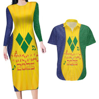 SVG Vincy Mas Couples Matching Long Sleeve Bodycon Dress and Hawaiian Shirt Saint Vincent and the Grenadines National Carnival - Wonder Print Shop