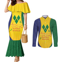 SVG Vincy Mas Couples Matching Mermaid Dress and Long Sleeve Button Shirt Saint Vincent and the Grenadines National Carnival - Wonder Print Shop