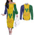 SVG Vincy Mas Couples Matching Off The Shoulder Long Sleeve Dress and Long Sleeve Button Shirt Saint Vincent and the Grenadines National Carnival - Wonder Print Shop