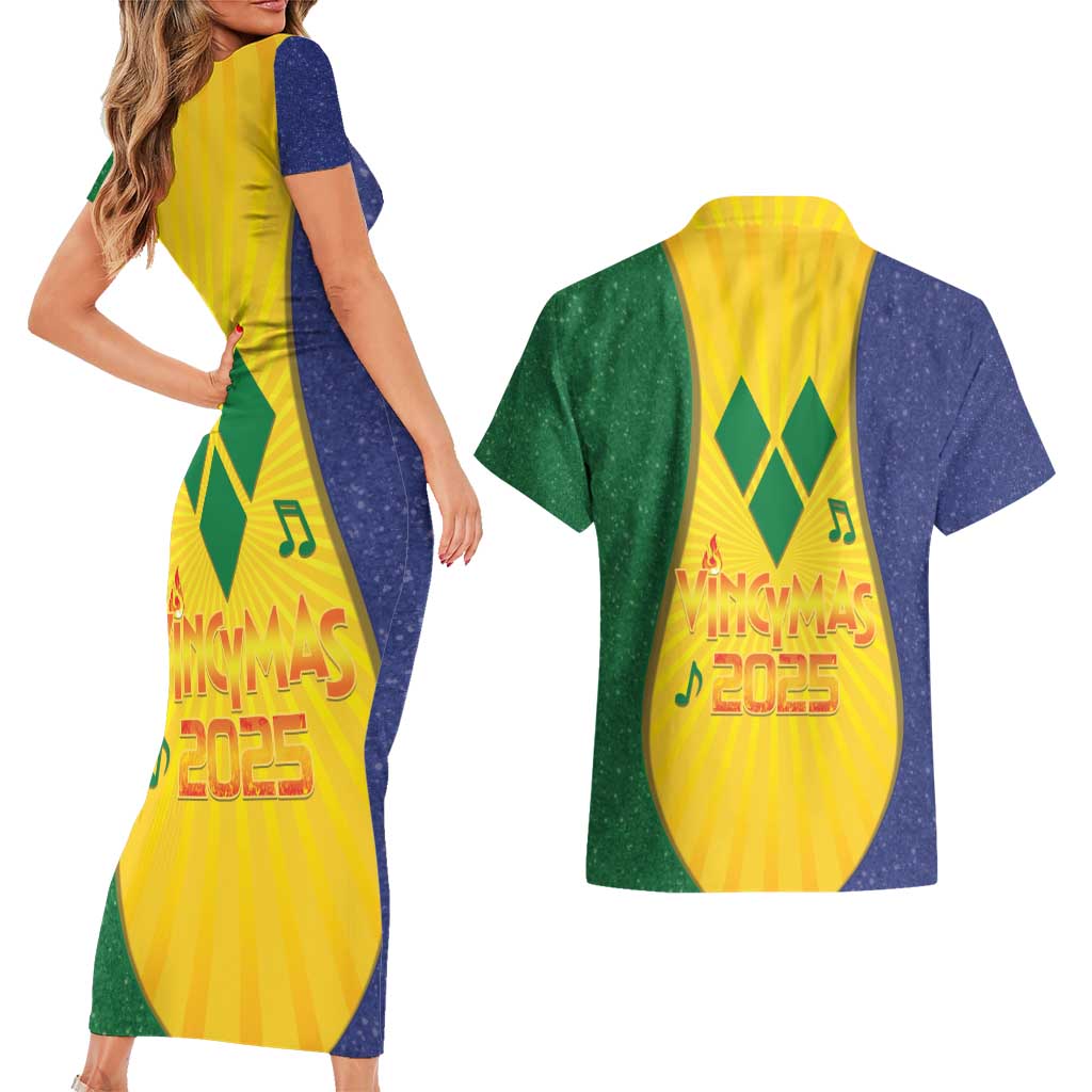 SVG Vincy Mas Couples Matching Short Sleeve Bodycon Dress and Hawaiian Shirt Saint Vincent and the Grenadines National Carnival - Wonder Print Shop