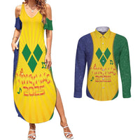 SVG Vincy Mas Couples Matching Summer Maxi Dress and Long Sleeve Button Shirt Saint Vincent and the Grenadines National Carnival - Wonder Print Shop
