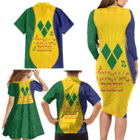 SVG Vincy Mas Family Matching Long Sleeve Bodycon Dress and Hawaiian Shirt Saint Vincent and the Grenadines National Carnival - Wonder Print Shop