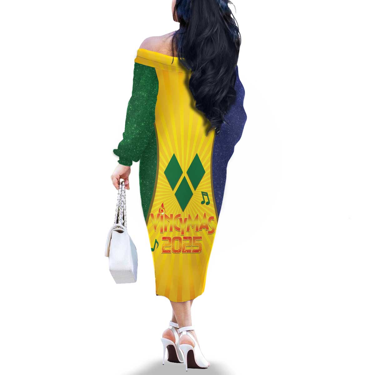 SVG Vincy Mas Family Matching Off The Shoulder Long Sleeve Dress and Hawaiian Shirt Saint Vincent and the Grenadines National Carnival - Wonder Print Shop