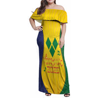 SVG Vincy Mas Family Matching Off Shoulder Maxi Dress and Hawaiian Shirt Saint Vincent and the Grenadines National Carnival - Wonder Print Shop