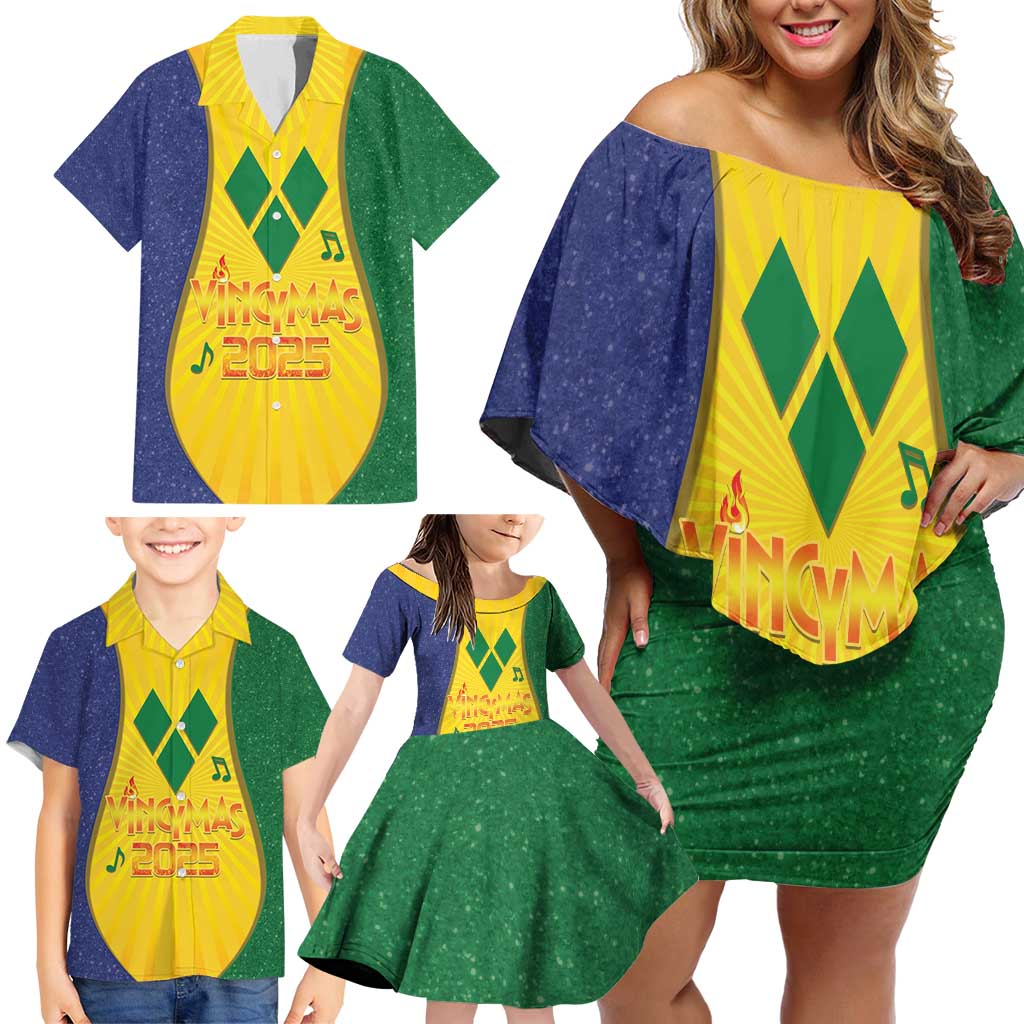 SVG Vincy Mas Family Matching Off Shoulder Short Dress and Hawaiian Shirt Saint Vincent and the Grenadines National Carnival - Wonder Print Shop