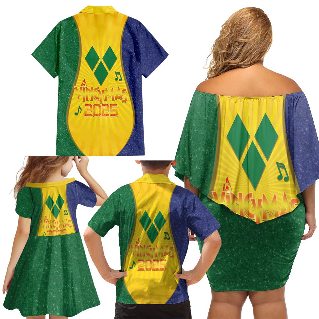 SVG Vincy Mas Family Matching Off Shoulder Short Dress and Hawaiian Shirt Saint Vincent and the Grenadines National Carnival - Wonder Print Shop