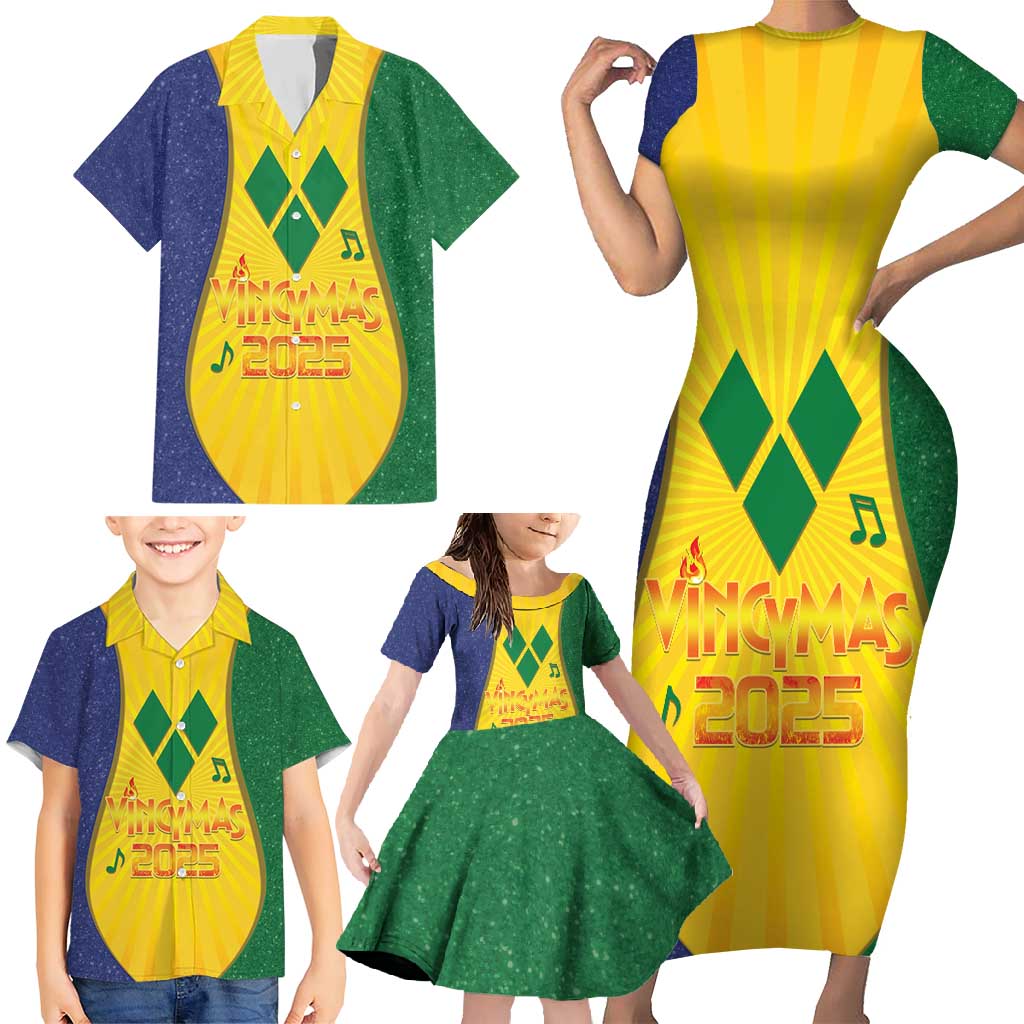 SVG Vincy Mas Family Matching Short Sleeve Bodycon Dress and Hawaiian Shirt Saint Vincent and the Grenadines National Carnival - Wonder Print Shop