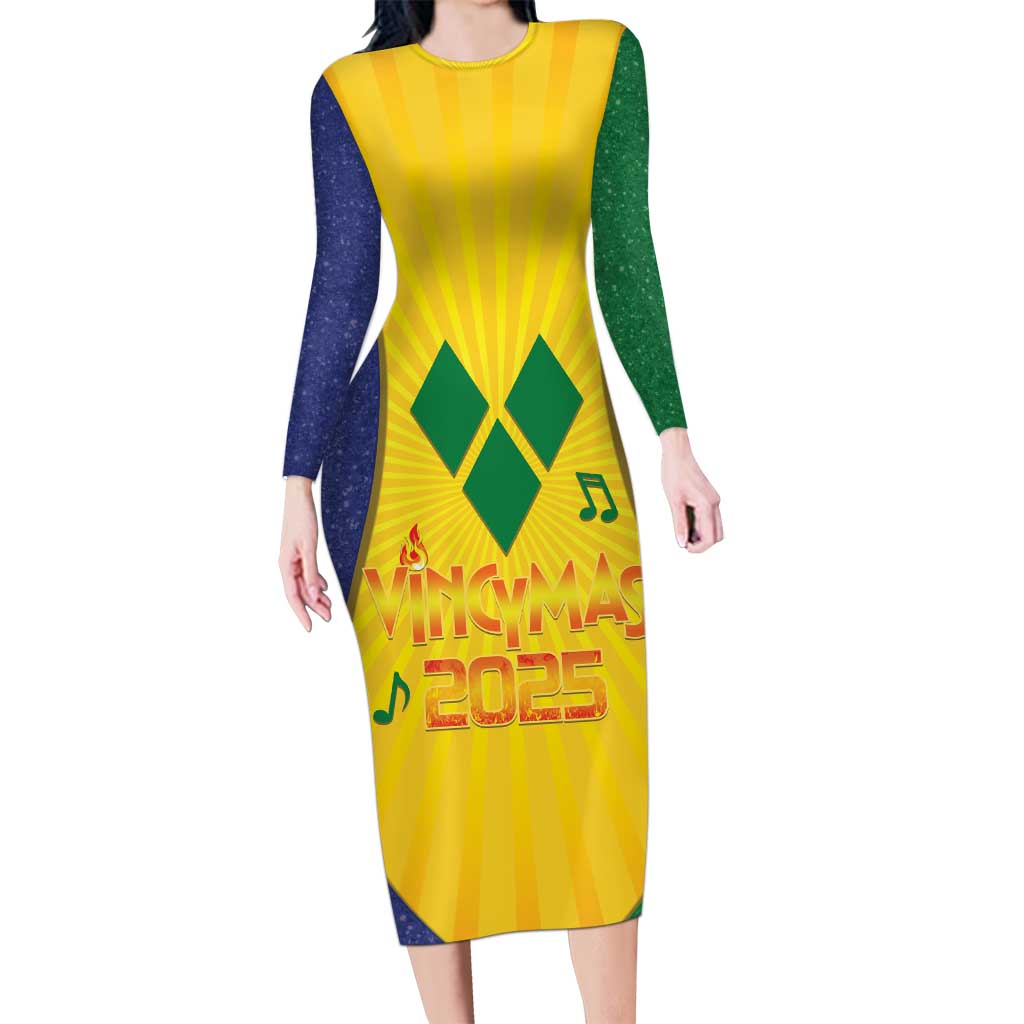 SVG Vincy Mas Long Sleeve Bodycon Dress Saint Vincent and the Grenadines National Carnival - Wonder Print Shop