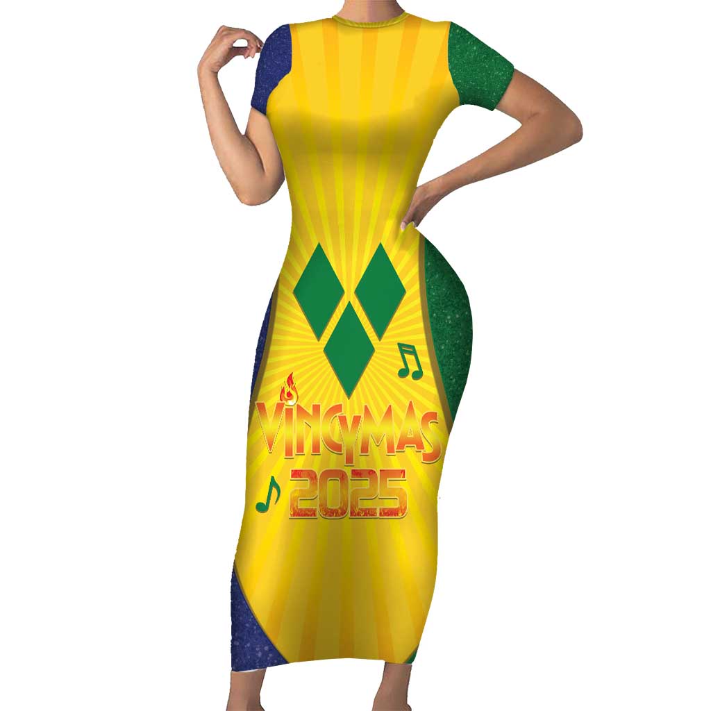 SVG Vincy Mas Short Sleeve Bodycon Dress Saint Vincent and the Grenadines National Carnival - Wonder Print Shop