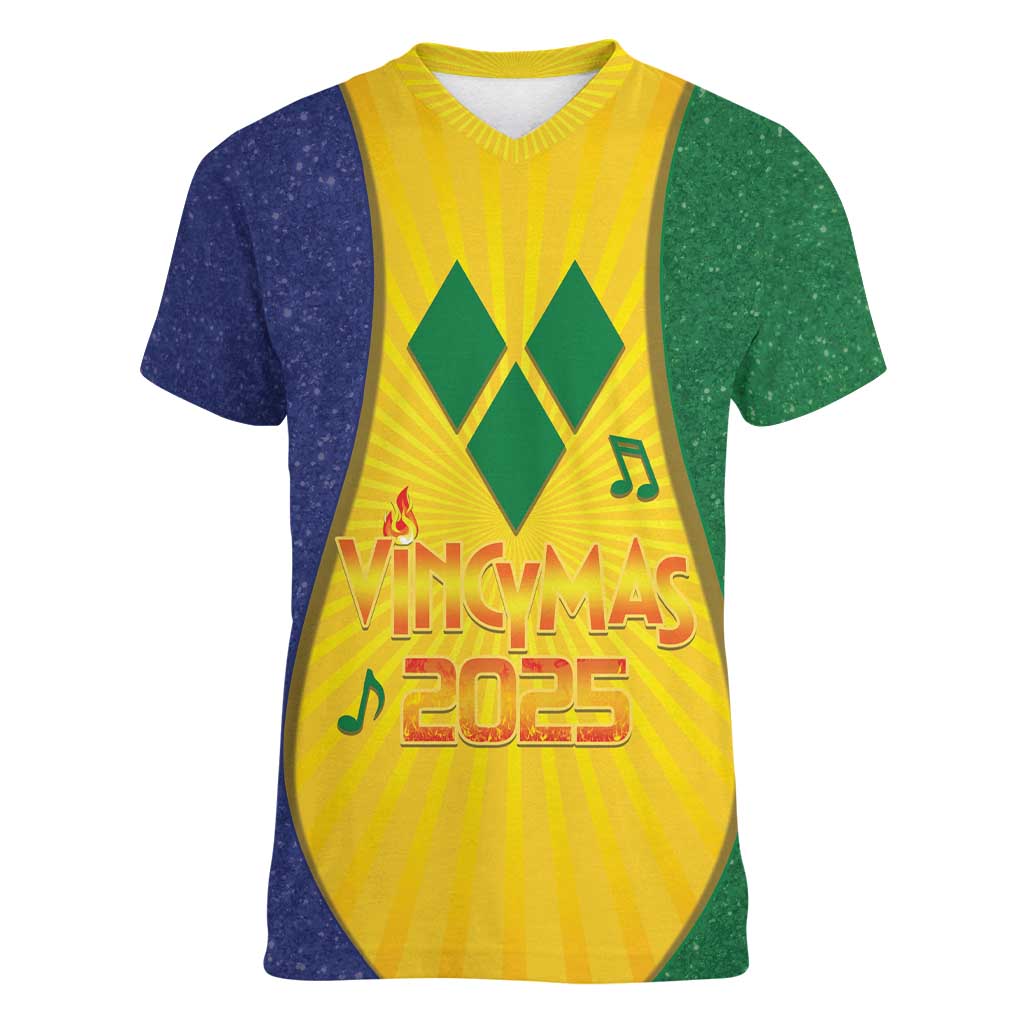 SVG Vincy Mas Women V-Neck T-Shirt Saint Vincent and the Grenadines National Carnival - Wonder Print Shop