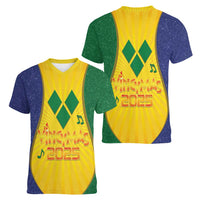 SVG Vincy Mas Women V-Neck T-Shirt Saint Vincent and the Grenadines National Carnival - Wonder Print Shop