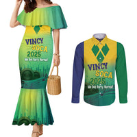 Vincy Mas 2025 Couples Matching Mermaid Dress and Long Sleeve Button Shirt Vincy Soca We Doh Party Normal - Wonder Print Shop
