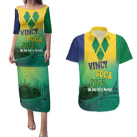 Vincy Mas 2025 Couples Matching Puletasi and Hawaiian Shirt Vincy Soca We Doh Party Normal - Wonder Print Shop