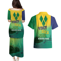 Vincy Mas 2025 Couples Matching Puletasi and Hawaiian Shirt Vincy Soca We Doh Party Normal - Wonder Print Shop