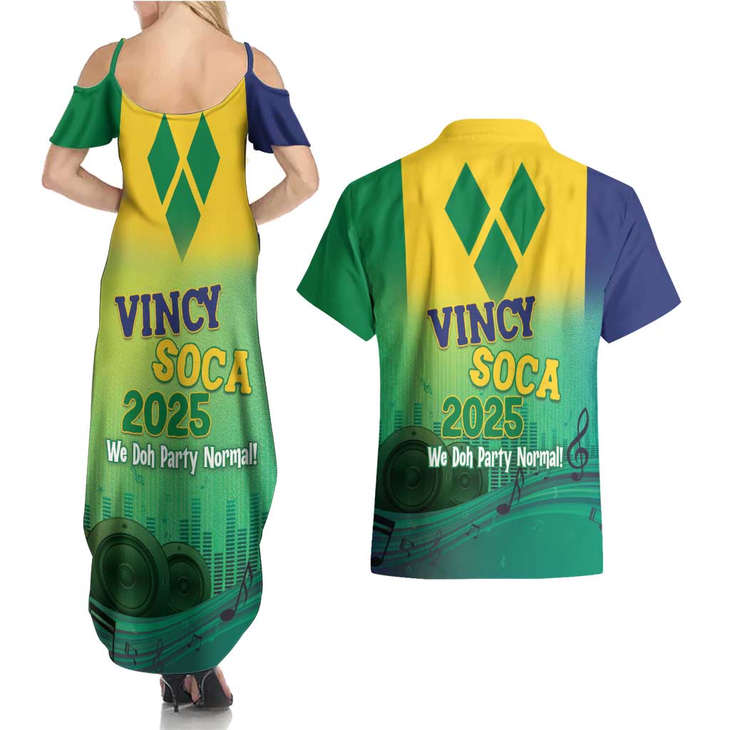 Vincy Mas 2025 Couples Matching Summer Maxi Dress and Hawaiian Shirt Vincy Soca We Doh Party Normal - Wonder Print Shop