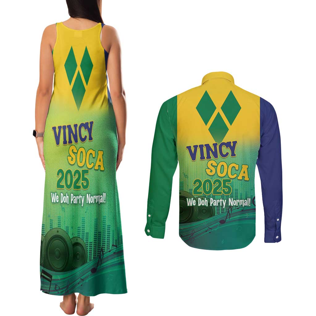 Vincy Mas 2025 Couples Matching Tank Maxi Dress and Long Sleeve Button Shirt Vincy Soca We Doh Party Normal - Wonder Print Shop