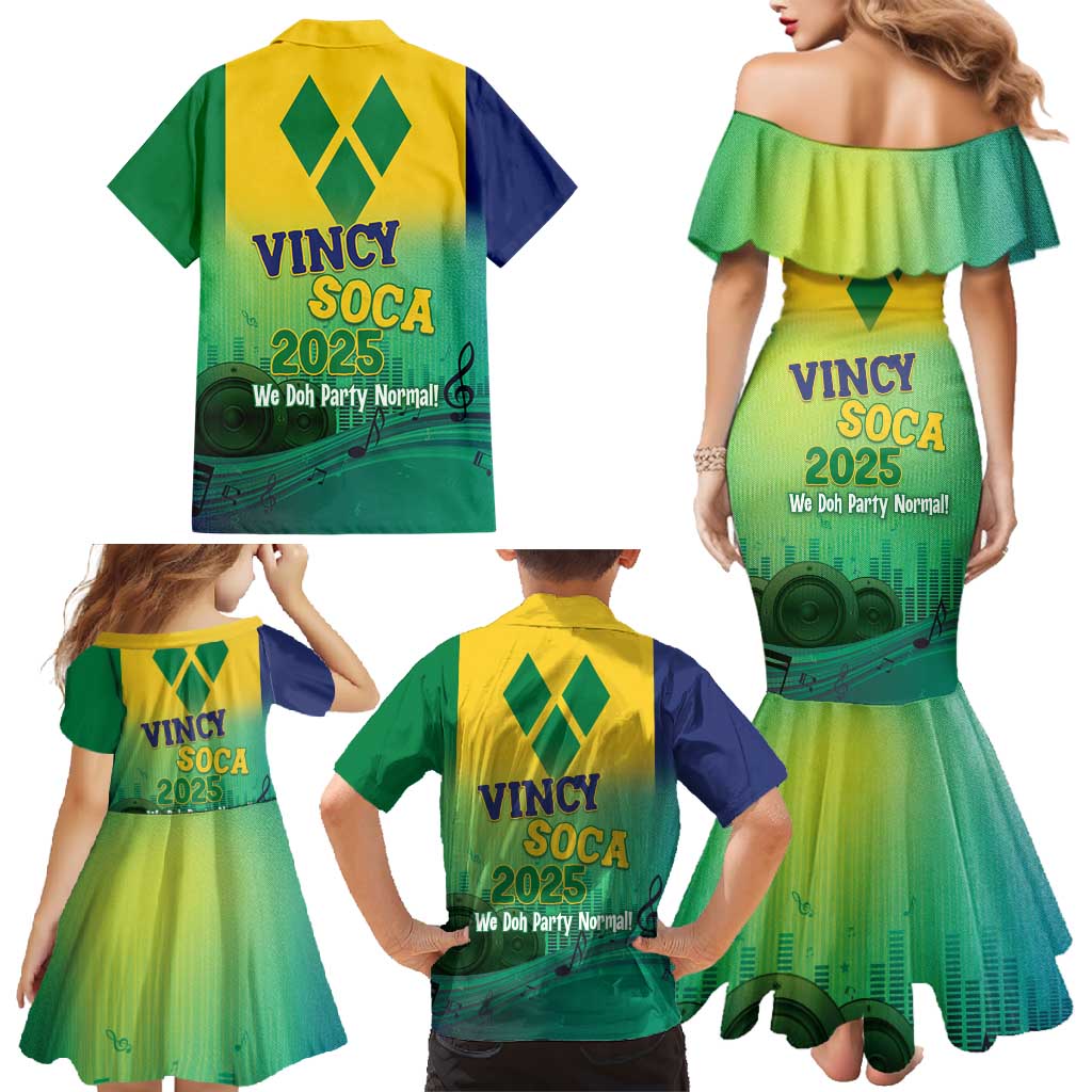 Vincy Mas 2025 Family Matching Mermaid Dress and Hawaiian Shirt Vincy Soca We Doh Party Normal - Wonder Print Shop