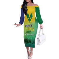 Vincy Mas 2025 Family Matching Off The Shoulder Long Sleeve Dress and Hawaiian Shirt Vincy Soca We Doh Party Normal - Wonder Print Shop