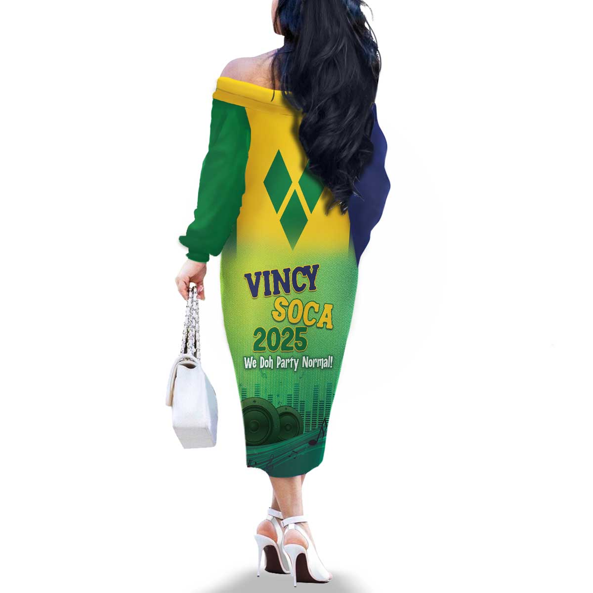 Vincy Mas 2025 Family Matching Off The Shoulder Long Sleeve Dress and Hawaiian Shirt Vincy Soca We Doh Party Normal - Wonder Print Shop