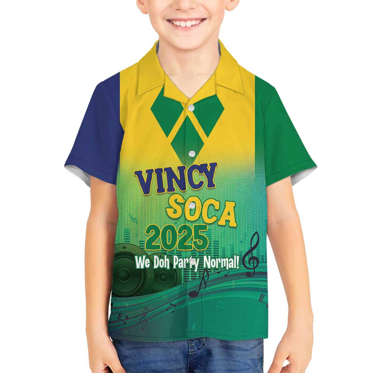 Vincy Mas 2025 Family Matching Off The Shoulder Long Sleeve Dress and Hawaiian Shirt Vincy Soca We Doh Party Normal - Wonder Print Shop